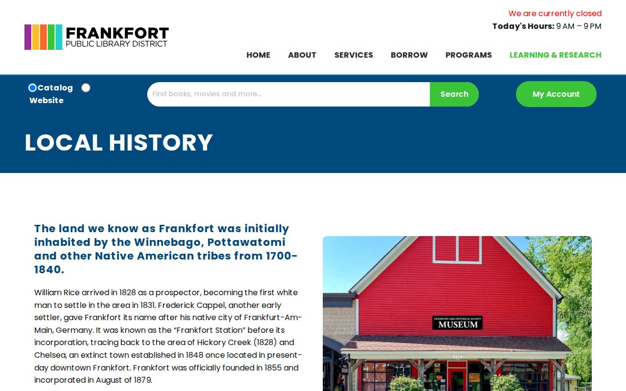 Frankfort city directory research on the library local history page