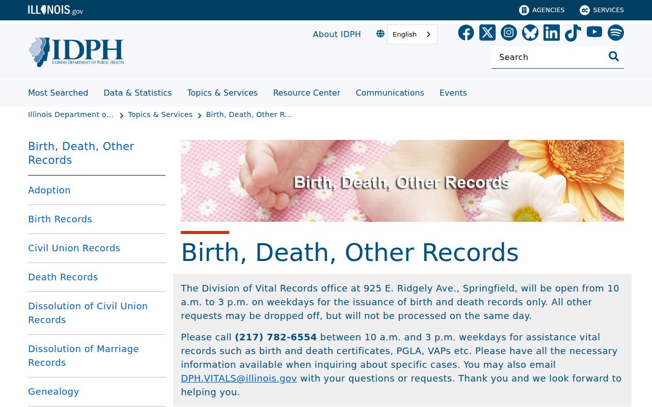 Illinois vital records access options for Frankfort research
