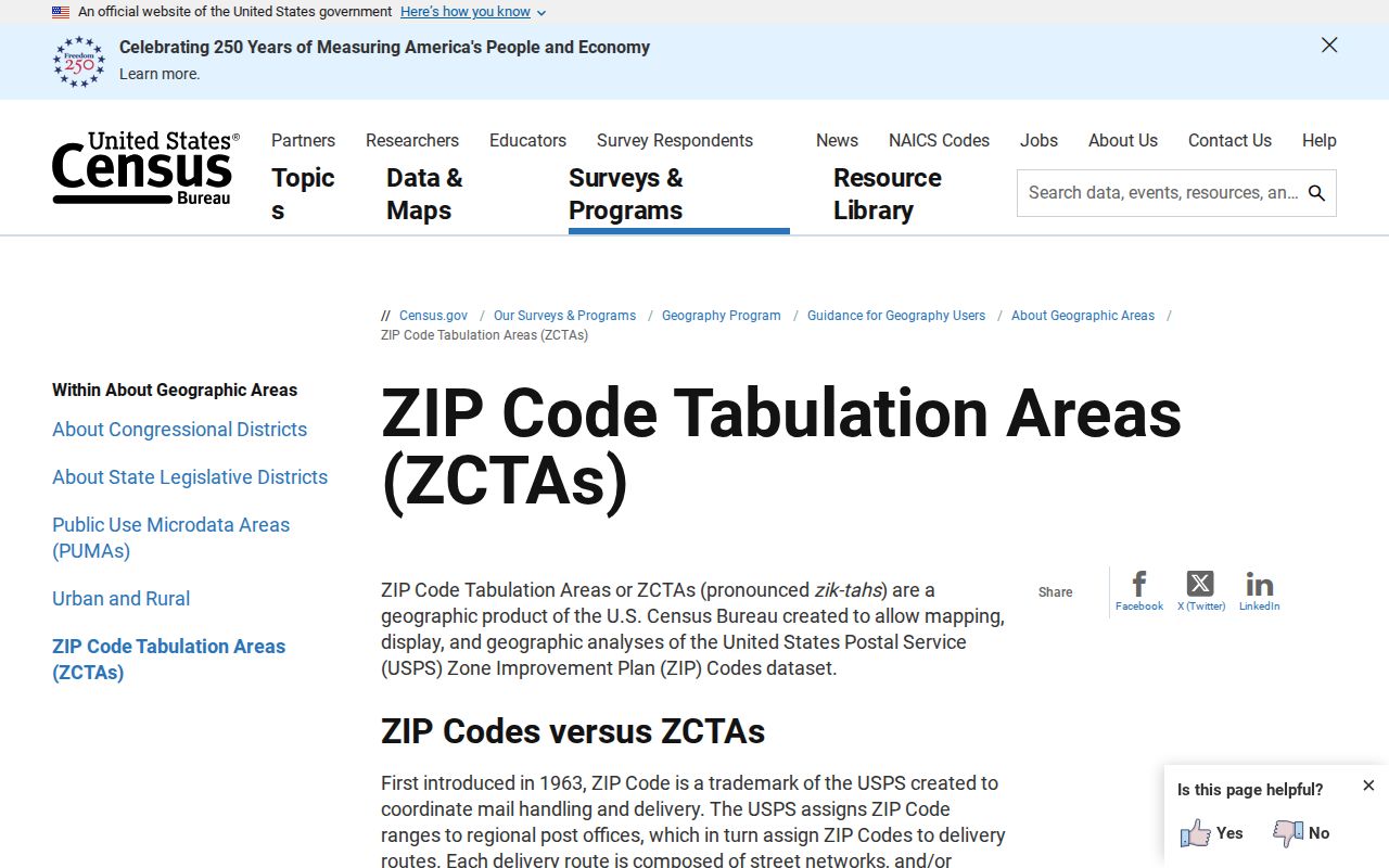 Census Bureau ZIP Code Tabulation Area guidance used for Frankfort ZIP research